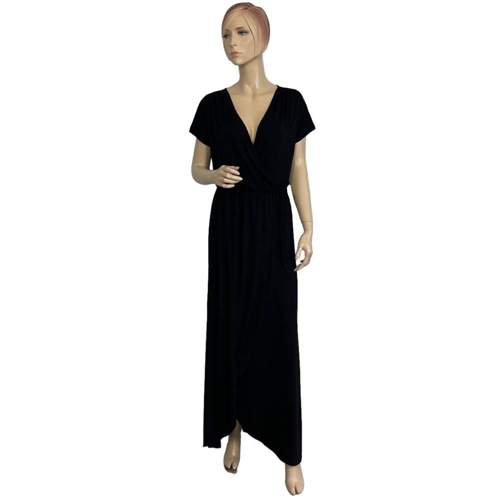 ASOS Women's Black Surplice Faux Wrap Maxi Dress 8